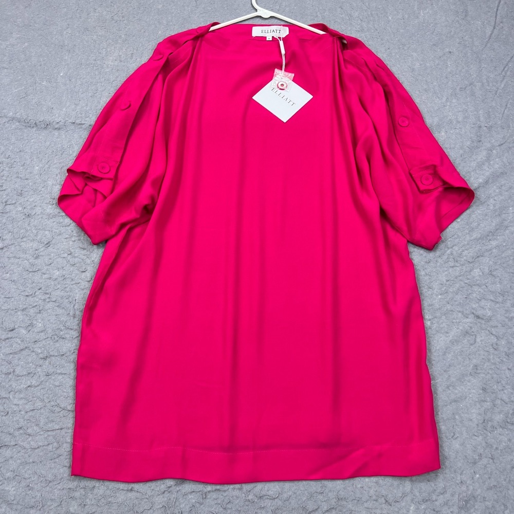 NEW Elliatt Fever Dress Women's Medium Fuchsiaβ Hot Pink Button Short Sleeve